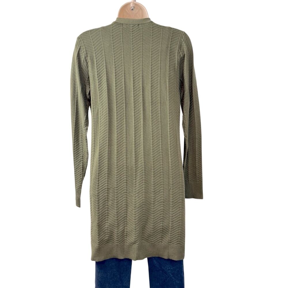 NWT Love Ellie Olive Green Cardigan Sweater Open Front Longer Length has Pockets - Picture 2 of 16